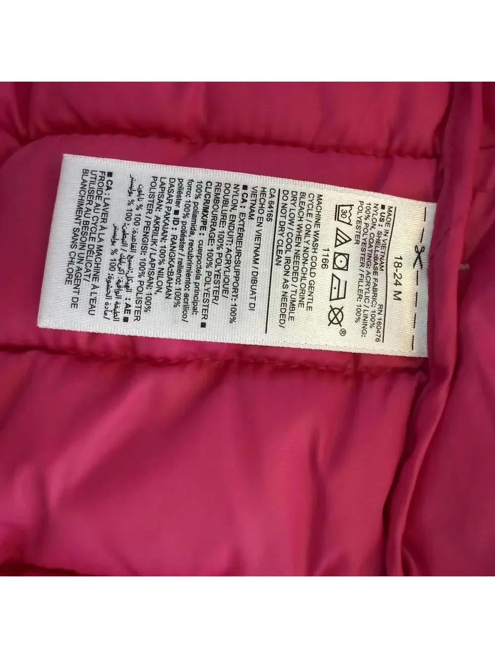 Old Navy Toddler Vest 18-24 Months Light Pink Puffer Girls